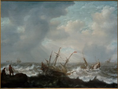 Trebefälhavare och andra fartyg på stormiga hav av Jacob Adriaensz Bellevois