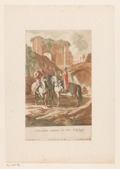 Nattlig konsultation av kaptener Consilium summis de rebus habebant (titel på objekt) av Jacob Andreas Fridrich (I)
