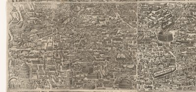 Plattegrund van Rome ten tijde van keizer Augustus (mellansta blad) En mycket exakt bild av den antika staden bildad från antika monument Bilder av antikens Rom från spår av förstörda byggnader av Jacob Bos