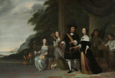 Pieter Cnoll, Cornelia van Nijenrode, deras döttrar och två förslavade tjänare Pieter Cnoll och Cornelia van Nijenrode, deras två döttrar Catharina och Hester, den förslavade Surapati och en förslavad kvinna av Jacob Coeman