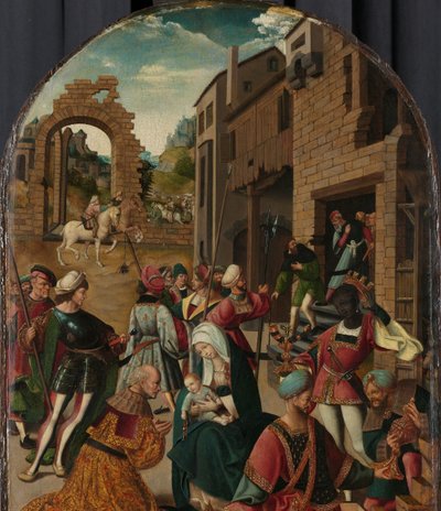 Tillbedjan av Magi av Jacob Cornelisz van Oostsanen (workshop of)