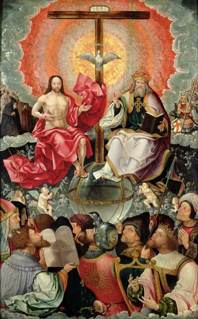 Central panel of Triptych with Adoration of the Trinity, 1523  (see 242037, 242038, 242039) av Jacob Cornelisz van Oostsanen