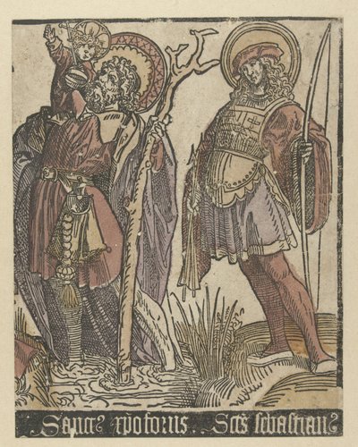 De heliga Christopher och Sebastian Saints with Anna in Drieën (serietitel) av Jacob Cornelisz van Oostsanen