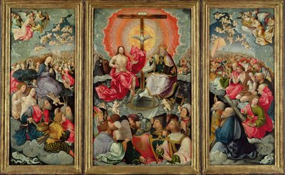 Triptych with Adoration of the Trinity, 1523  (see 242038, 242039, 242040) av Jacob Cornelisz van Oostsanen