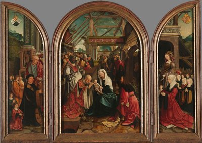 Triptyk med tillbedjan av de tre vise männen av Jacob Cornelisz van Oostsanen