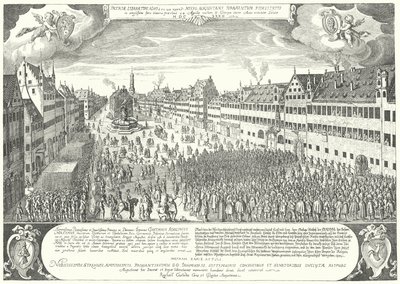 Staden Augsburg hyllar Gustavus Adolphus av Sverige av Jacob Custodis