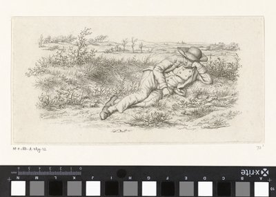 Liggande man i ett landskap Studietryck / Etudes gravées (serietitel) av Jacob Ernst Marcus