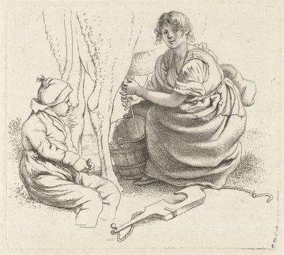 Mjölkande kvinna Studietryck / Etudes gravées (serietitel) av Jacob Ernst Marcus