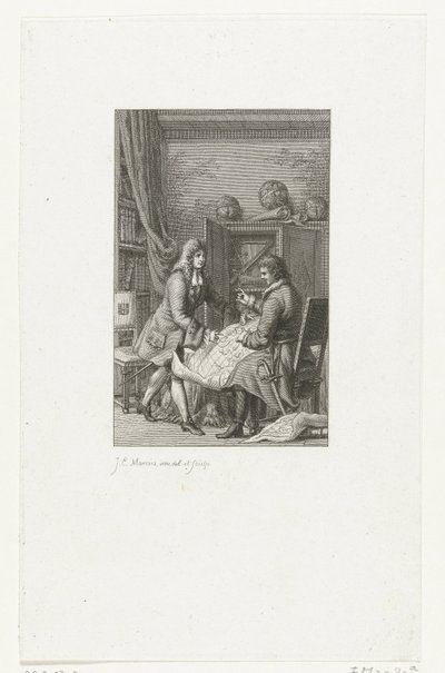 Tsar Peter den store och borgmästare Nicolaes Witsen studerar en karta, 1814 av Jacob Ernst Marcus