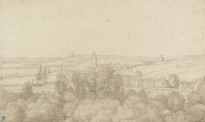 En vy av Chatham från väst (penna och bläck över grafit på papper) av Jacob Esselens