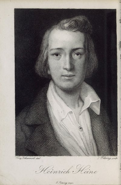 Porträtt av poeten Heinrich Heine 1797-1856, 1850 av Jacob Felsing