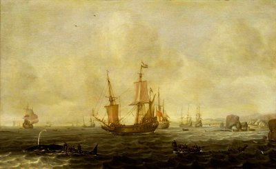 En holländsk valfångstflotta, mitten av 1600-talet (olja på pannå) av Jacob Feyt de Vries
