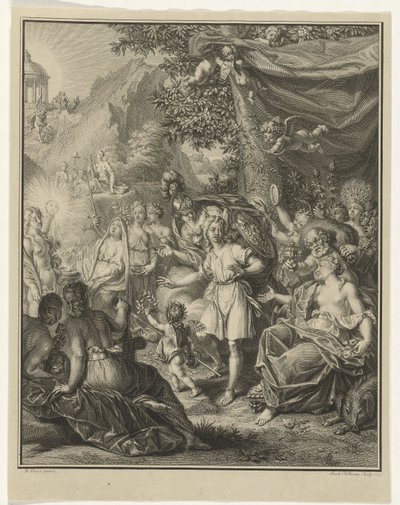 Allegorisk framställning med Telemachos och Minerva Adventures of Telemachus (serietitel) av Jacob Folkema