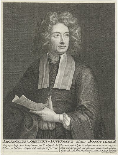 Porträtt av kompositören och violinisten Arcangelo Corelli 1653-1713 av Jacob Folkema