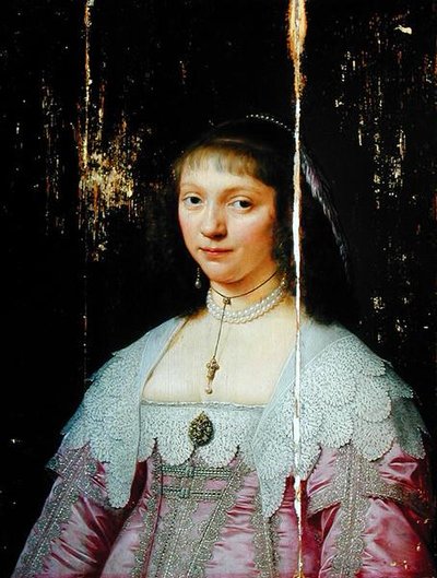 Porträtt av en ung kvinna (olja på panel) av Jacob Fransz van der Merck