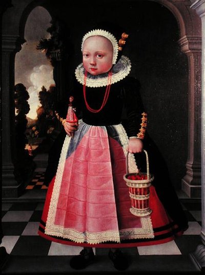 Porträtt av en liten flicka som håller en docka och en korg av Jacob Gerritsz Cuyp