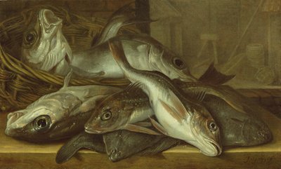 Ett stilleben av fisk av Jacob Gillig