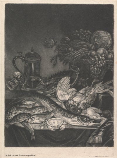 Stilleben med fisk och fjäderfä av Jacob Gole