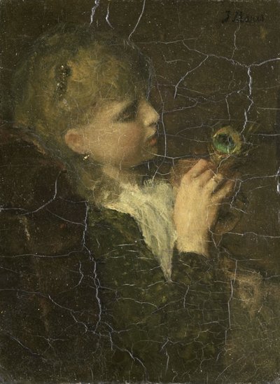 Flickan med påfågelfjädern av Jacob Henricus or Hendricus Maris