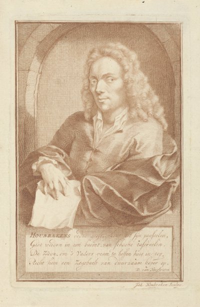 Porträtt av Arnold Houbraken av Jacob Houbraken