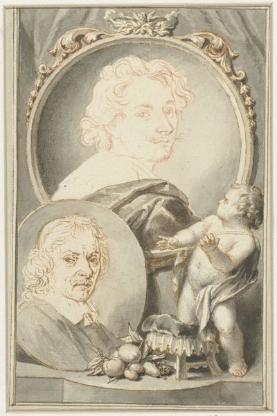 Porträtt av Anton van Dyck och Jacob de Bray av Jacob Houbraken