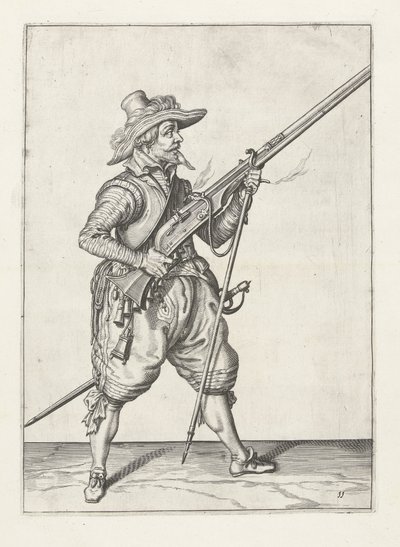 Musketören placerar sin furket under, ca 1600 av Jacob II de Gheyn