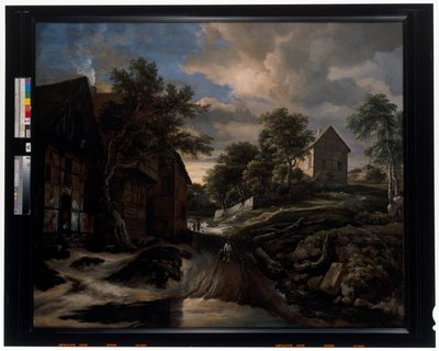 Landskap med korsvirkeshus av Jacob Isaaksz. or Isaacksz. van Ruisdael