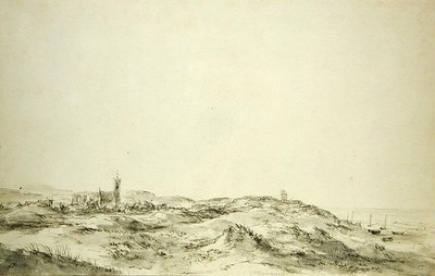 Sanddynerna vid Wijk aan Zee (svart krita och grått bläck på papper) av Jacob van Ruisdael
