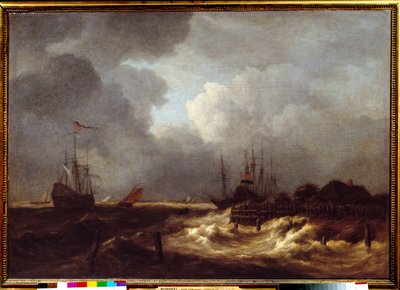 Tempete-målningen av Jacob Isaakszoon van Ruisdael (Ruysdael) (1628-1682) 1600-talet. Sol 1,1x1,6 m av Jacob van Ruisdael