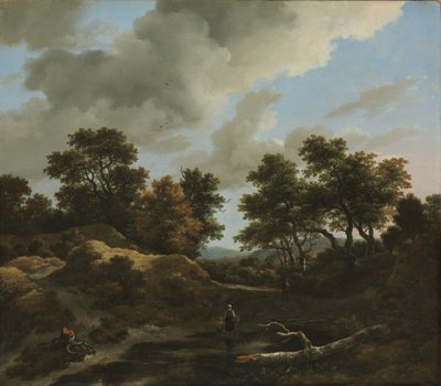 Skogbevuxet och kuperat landskap, 1660-tal av Jacob van Ruisdael