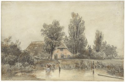 Gård och en vaxande kvinna av Jacob Jan van der Maaten