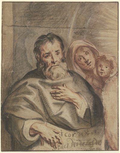 Gammal man med ung kvinna och litet barn (Heliga familjen?) av Jacob Jordaens