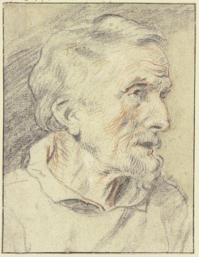 Bröstbild av en gammal man i profil åt höger av Jacob Jordaens