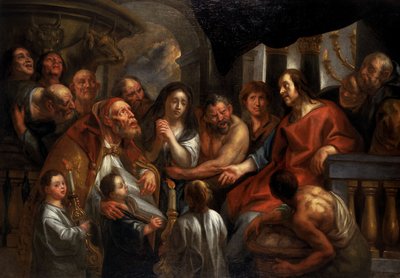 Kristus och äktenskapsbryterskan av Jacob Jordaens