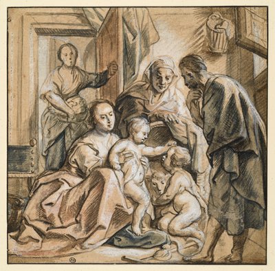 Den heliga familjen med Elisabet och Johannesbarnet av Jacob Jordaens