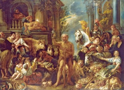 Diogenes söker efter en ärlig man av Jacob Jordaens