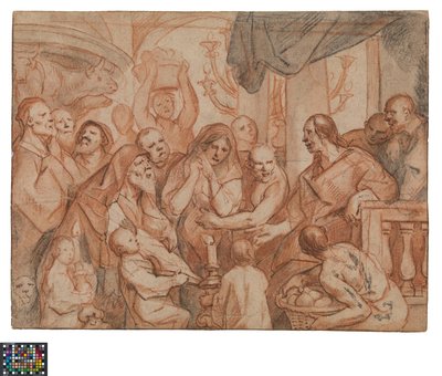 Holländska: Kristus och äktenskapsbryterskan, förberedande skiss, baksida: Kristi tillfångatagande av Jacob Jordaens