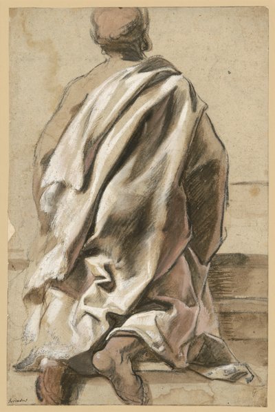Draperistudie till en knäböjande apostel av Jacob Jordaens