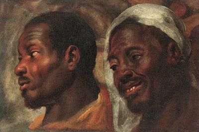 Huvudstudier av två afrikanska män (olja på duk) av Jacob Jordaens