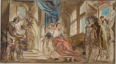 Telemakos för Theoklymenos inför sin mor Penelope av Jacob Jordaens