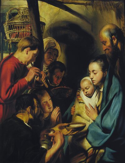 Tillbedjan av herdarna. av Jacob Jordaens