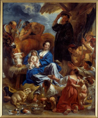 Herdarnas tillbedjan Målning av Jacob Jordaens (1593-1678) (ec.flam.) 1616-1620 Sön. 1,95x1,22 m Lyon, Musee des Beaux Arts av Jacob Jordaens