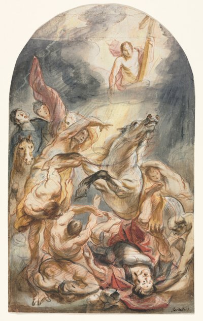 Saulus omvändelse med Kristus och korset, ca. 1645-1647. av Jacob Jordaens