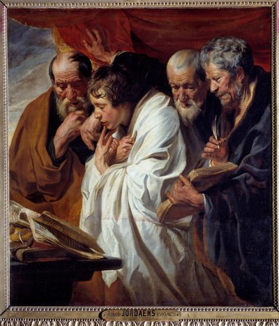 De fyra evangelisterna målning av Jacob Jordaens (1593-1678) 1600-talet. Mått 1,34 x 1,18 m av Jacob Jordaens
