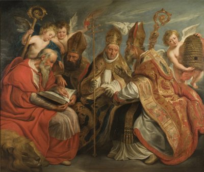 Latinska kyrkans fyra kyrkofäder av Jacob Jordaens