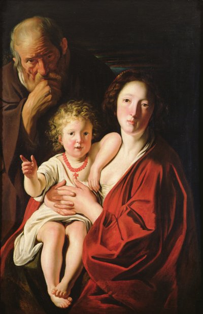 Den heliga familjen (olja på duk) av Jacob Jordaens