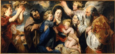 Den heliga familjen med den unge Johannes Döparen och änglar, ca. 1616-1617. av Jacob Jordaens