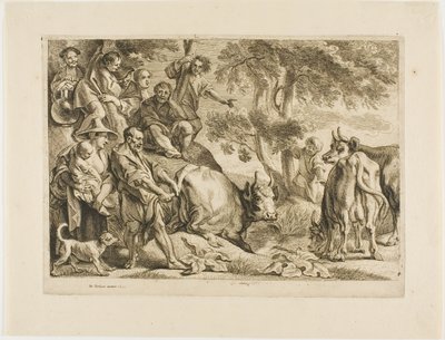 Mästaren drar kon ur diket i svansen av Jacob Jordaens