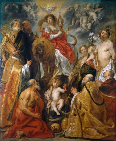 Vördnaden av eukaristin av Jacob Jordaens