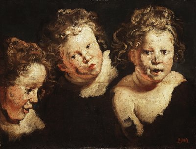 Tre studier av ett barns huvud av Jacob Jordaens
